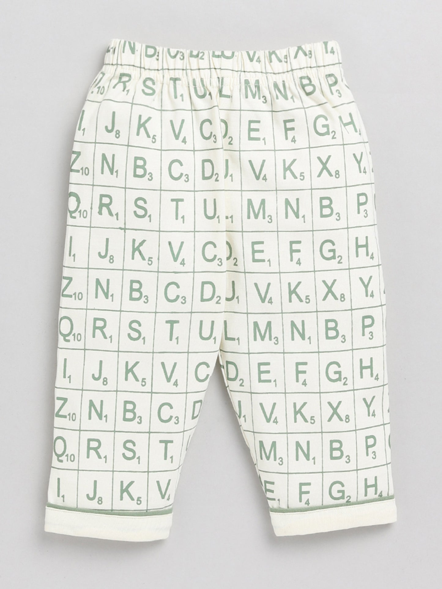 Alphabets Graphic Cream Cotton Full Sleeve Nightwear Set