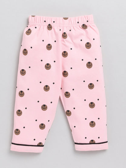 Pink Bear Cotton Full Sleeve Nightwear Set