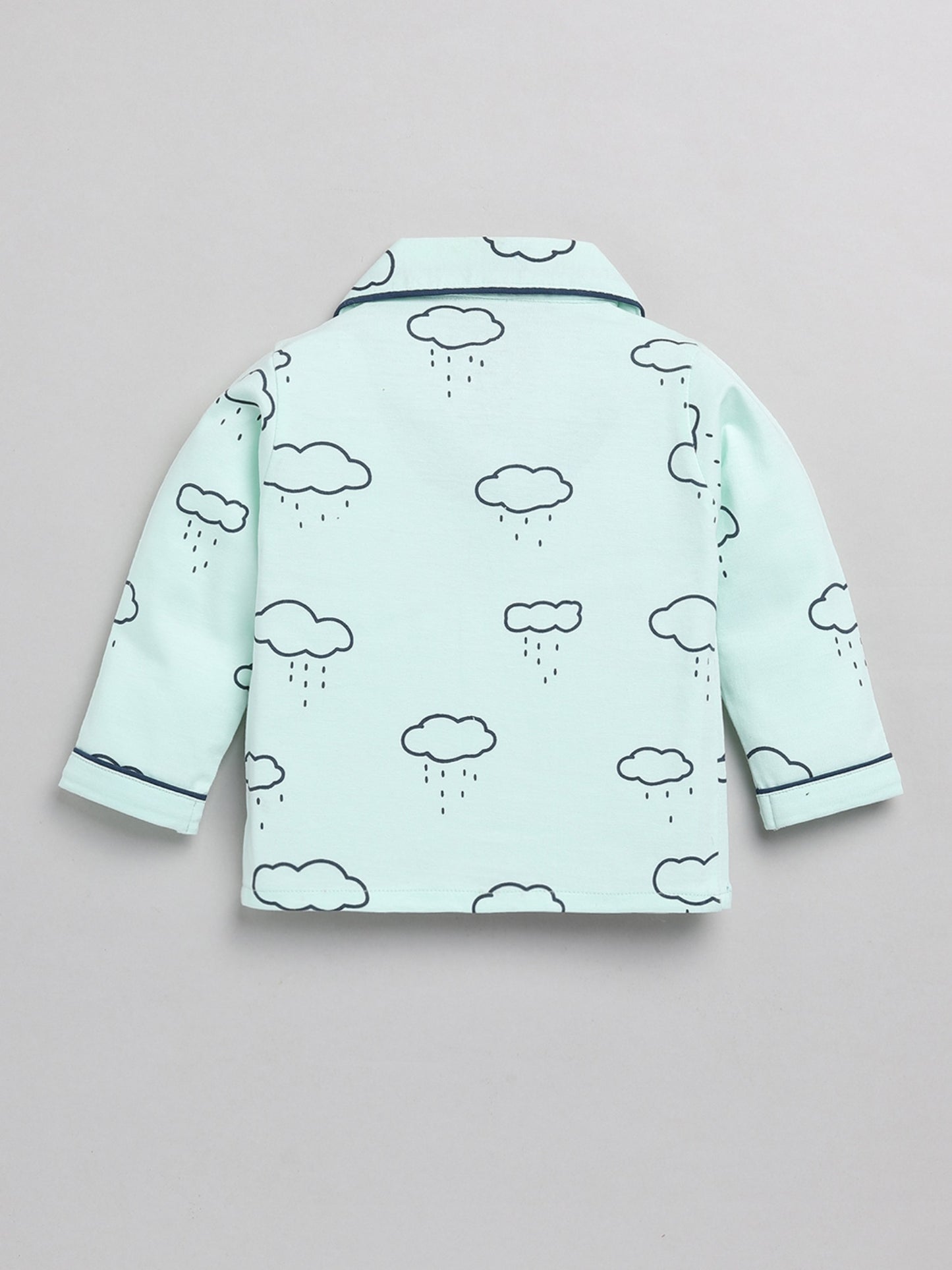 Cloud SeaGreen Cotton Full Sleeve Nightwear Set