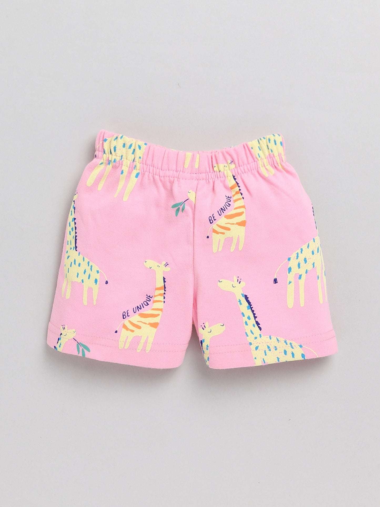 Giraffe Pink Cotton Half Sleeve Nightwear Set