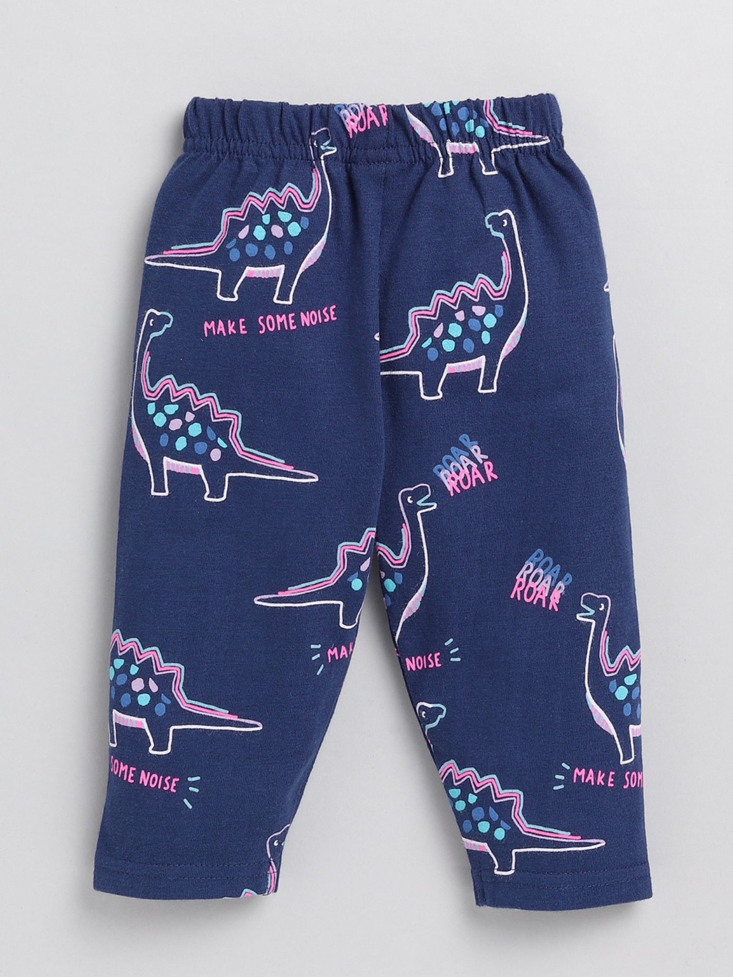 Dino Print Blue Cotton Half Sleeve Nightwear Set