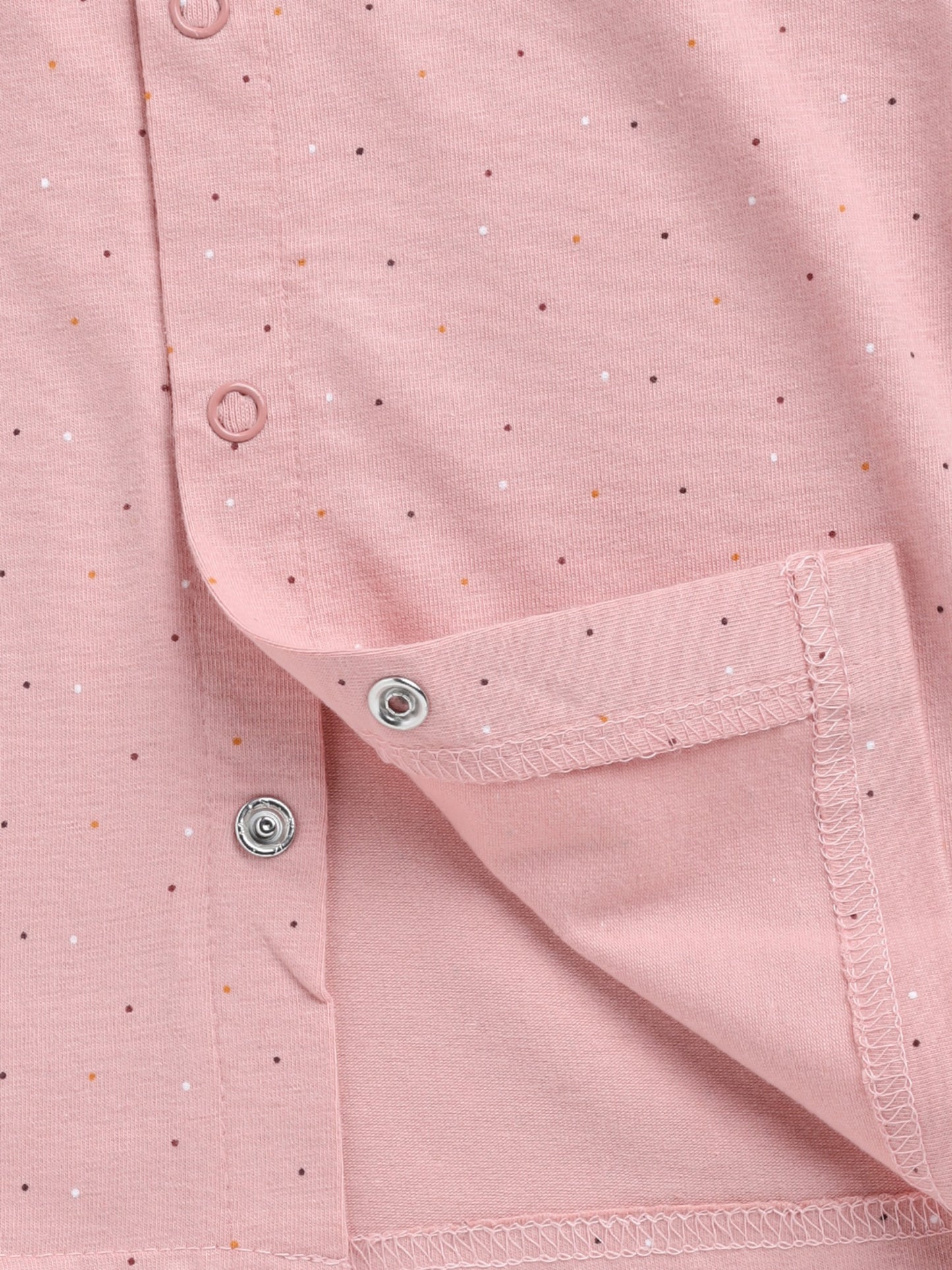 Polka Dots Peach Cotton Full Sleeve Nightwear Set