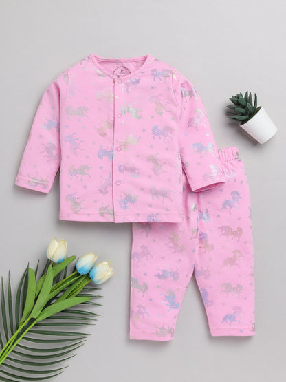 Unicorn Pink Cotton Full Sleeve Nightwear Set