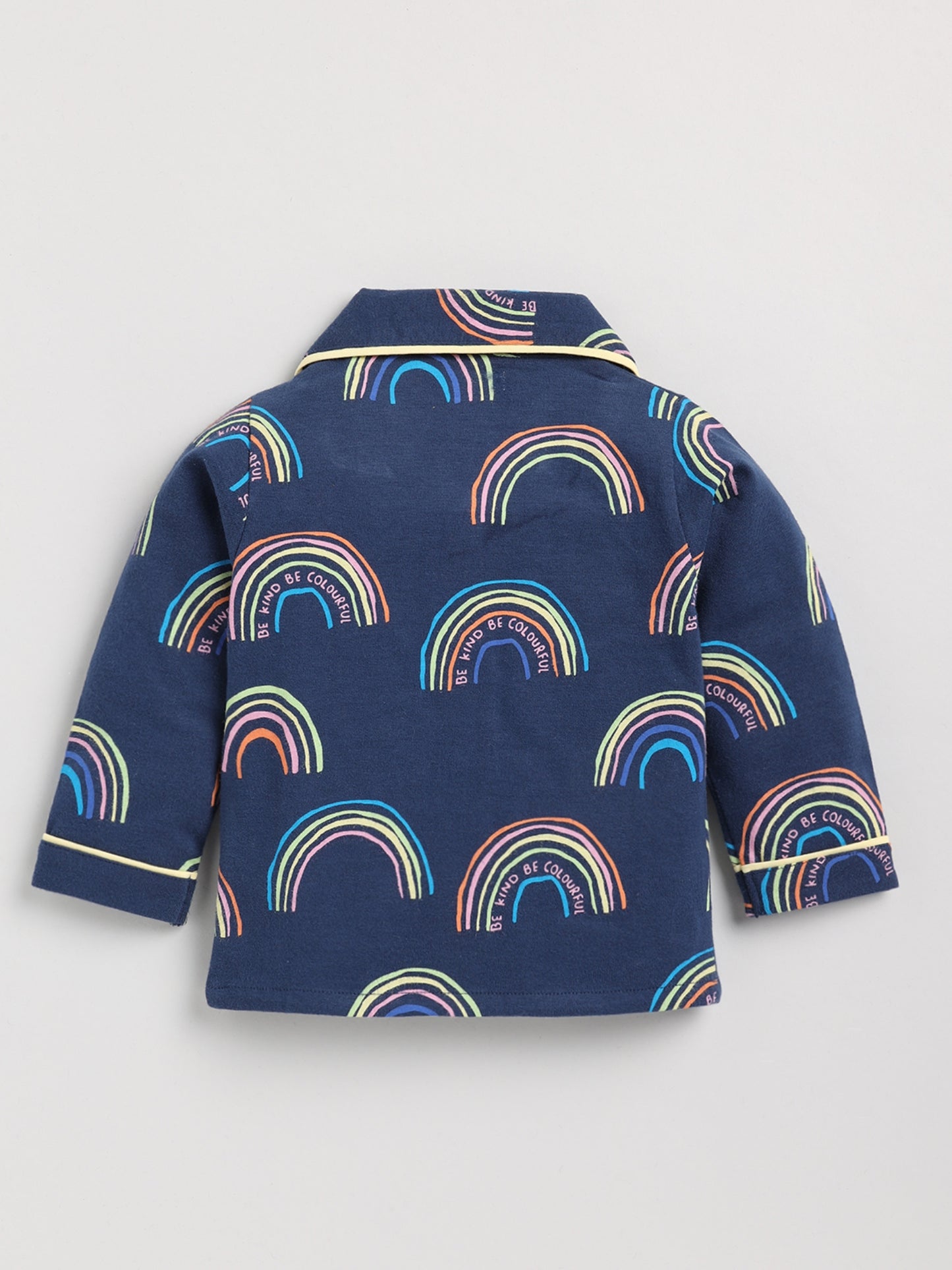 Rainbow Print Blue Full Sleeve Cotton Nightwear Set