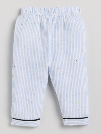Blue Stripes Full Sleeve Cotton Nightwear Set