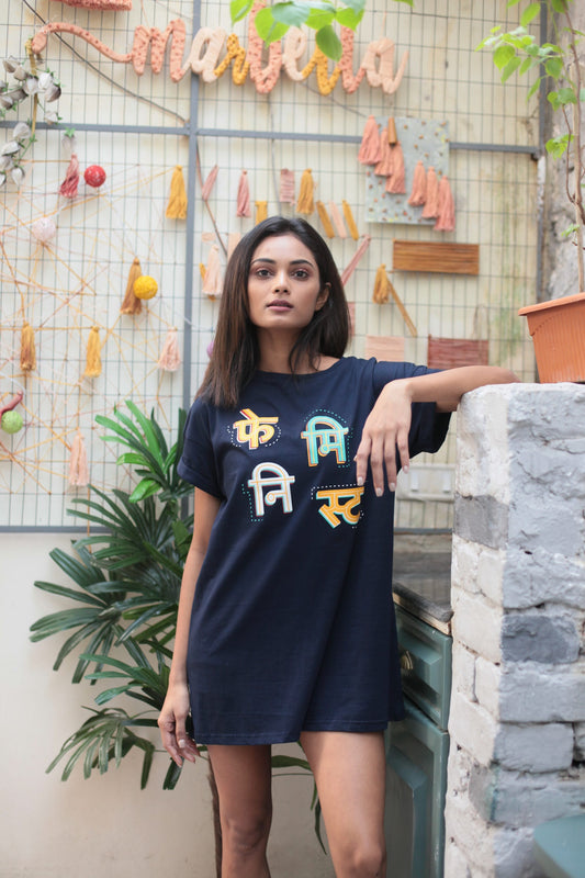 C982 Blue Women Printed T-shirt Dress - Clt.s