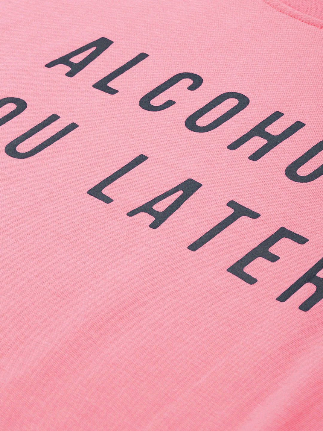 Pink Typography Printed Boyfriend T-shirt(Cotton)