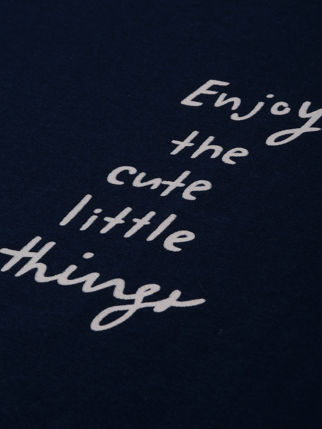 Navy Blue & Cream Typography Printed Boyfriend T-shirt(Cotton)