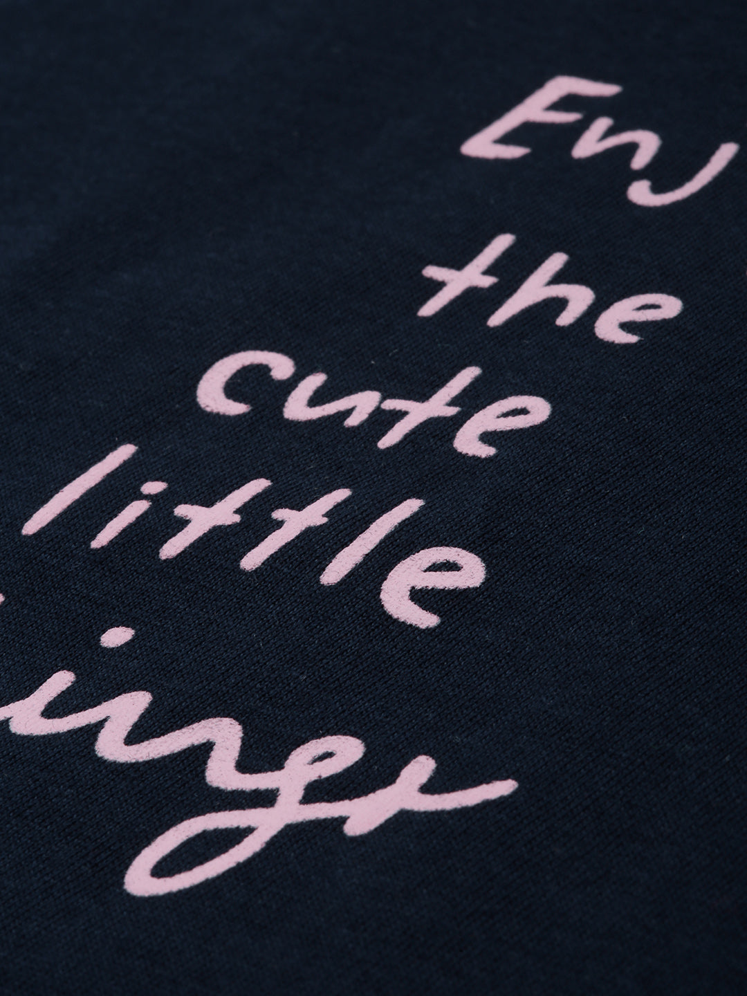 Navy Blue & Pink Typography Printed Boyfriend T-shirt(Cotton)